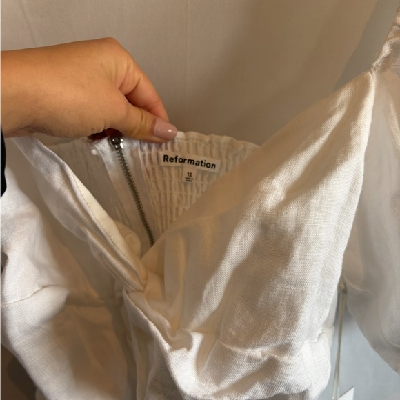 BNWT Reformation Karina White Twist Front Linen Blouse - Picture 6 of 7